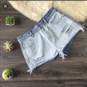 Pacsun highrise two toned distressed cutoff shorts